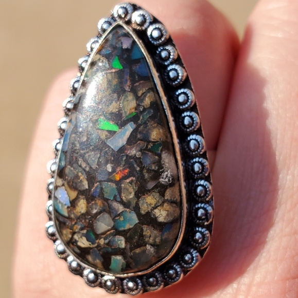New Copper Ethiopian Opal 925 Silver Ring. - Picture 10 of 10